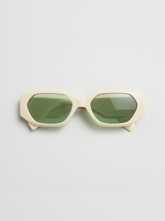 Le Specs Accessories - Le Specs Slaptrash Ivory Sunglasses Cream Frame Green Lens EUC